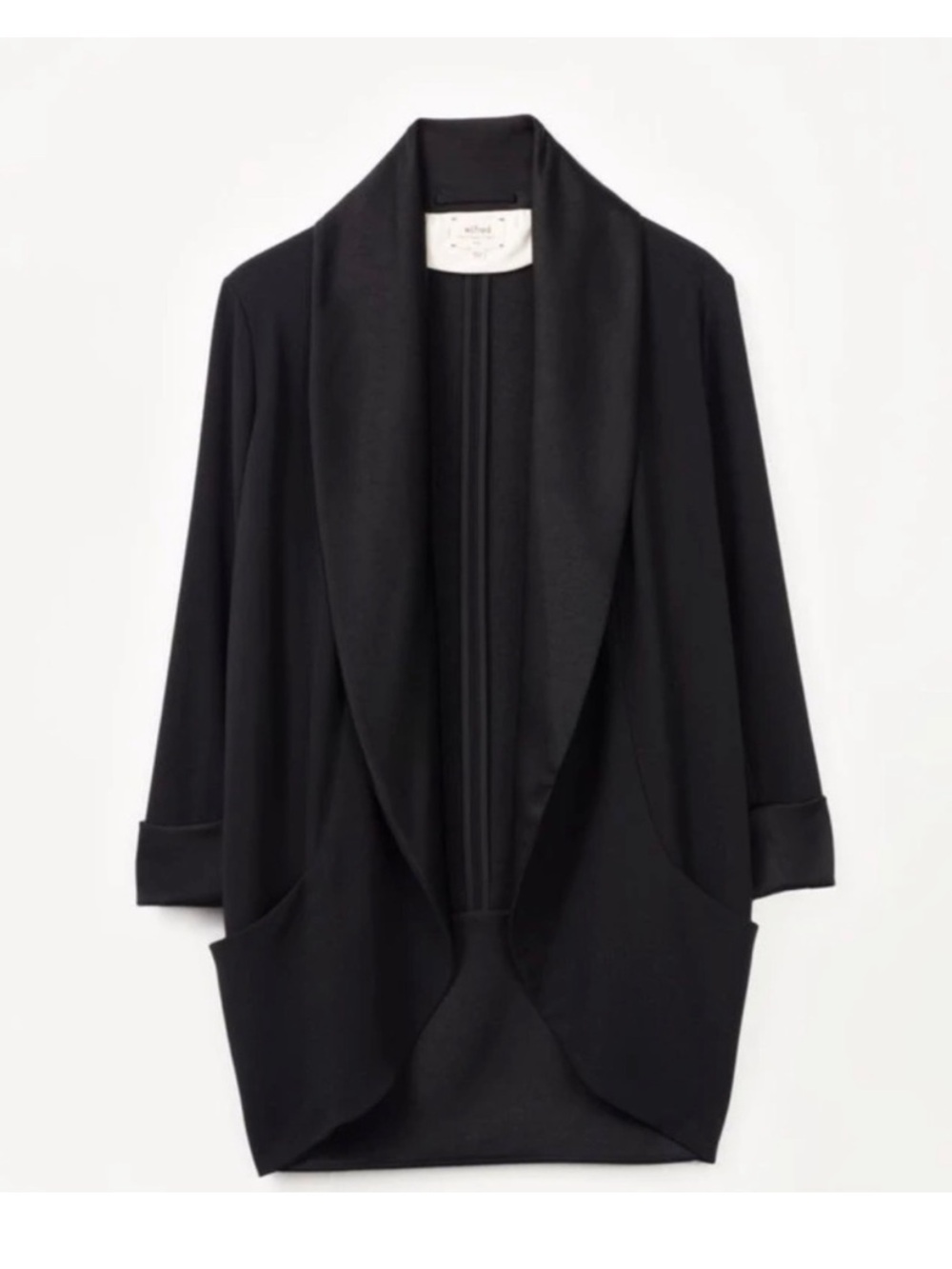 Aritzia Wilfred Chevalier Open Front Blazer in Black Size 4 Satin Lapel